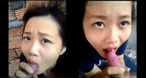 Nhân tình liếm của quý ở vườn sau nhà